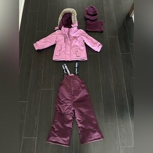 Pink and Purple Winter Jacket and Snow Pants Set